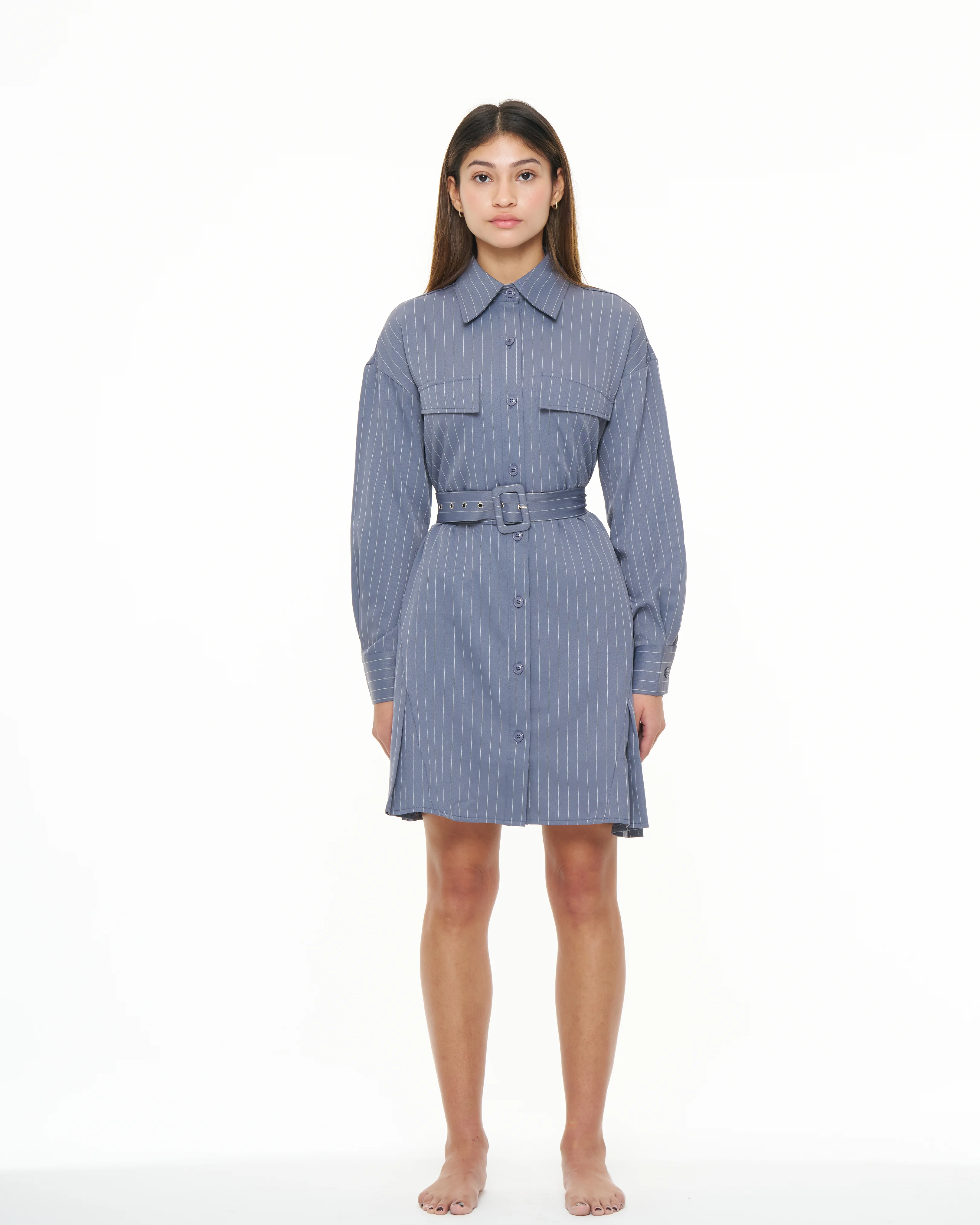 PLEATED SHIRTDRESS IN LOW TIDE
