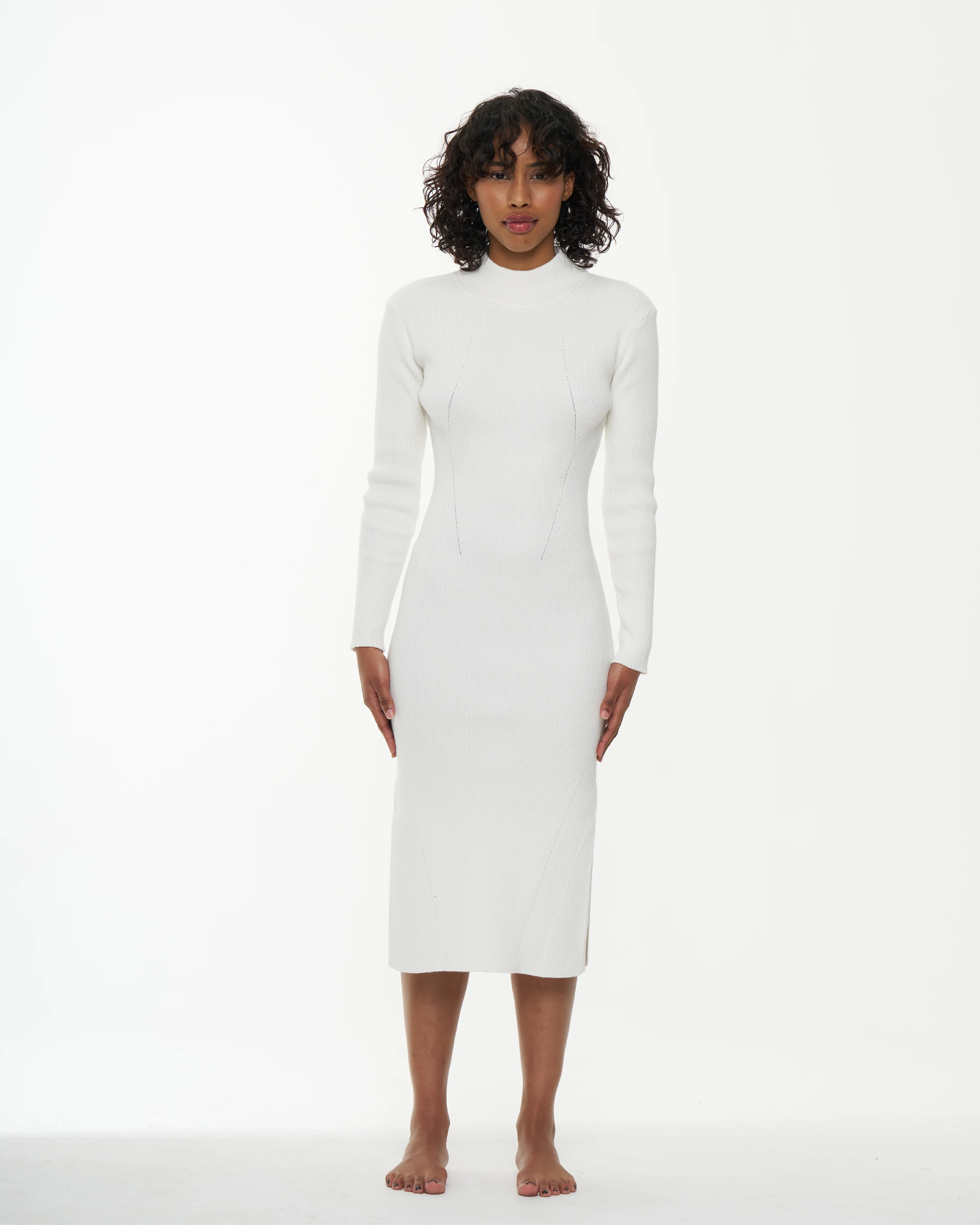 KNITTED SWEATER DRESS IN COCONUT MILK